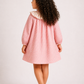 Girls Pink Gingham Cotton Dress | Full Sleeve A-Line Dress with Floral Ruffle Collar & Pocket (1–5 Years)