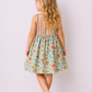 Girls Floral Cotton Sleeveless Dress | Multicolor Printed Summer Party Dress with Rainbow Stripe Side Panels (2–8 Years)