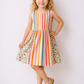Girls Multicolor Striped Floral Cotton Dress | Sleeveless Summer Party Dress for Kids (2–8 Years)