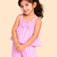 Girls Pink Checkered Co-ord Set | Sleeveless Top & Pants Outfit for Kids (2-6 Years)