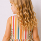 Girls Multicolor Striped Floral Cotton Dress | Sleeveless Summer Party Dress for Kids (2–8 Years)