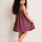 Girls Smocked Cotton Party Dress | Sleeveless Textured Purple Fit & Flare Dress with Bow Detail (1–5 Years)