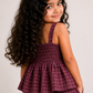 Girls Smocked Peplum Top with Jogger Pants Set | Mauve Textured Cotton Co-Ord Set with Bow Detail (1–5 Years)
