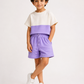 Kids Lavender Color Block T-Shirt & Shorts Set | Unisex Cotton Summer Co-Ord Set (1–5 Years)