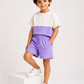 Kids Lavender Color Block T-Shirt & Shorts Set | Unisex Cotton Summer Co-Ord Set (1–5 Years)