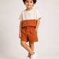 Kids Rust Color Block T-Shirt & Shorts Set | Unisex Cotton Summer Co-Ord Set (1–5 Years)