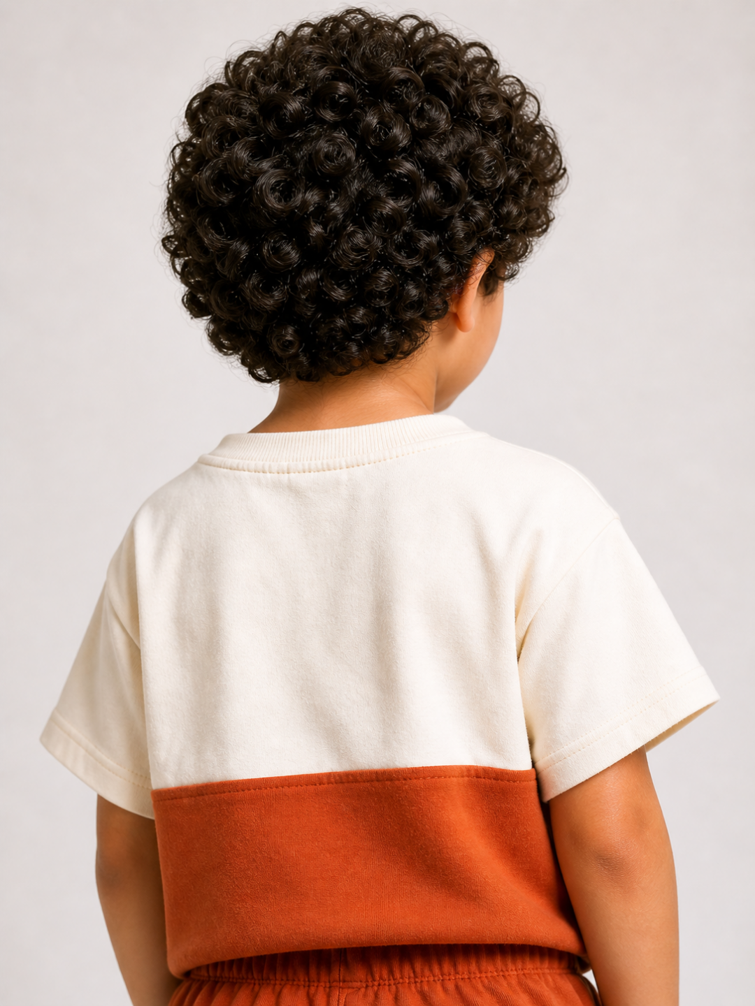 Kids Rust Color Block T-Shirt & Shorts Set | Unisex Cotton Summer Co-Ord Set (1–5 Years)