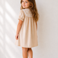 Toddler Girls Beige Embroidered Collar Dress | Elegant Cotton A-Line Party Dress for Kids (2–9 Years)