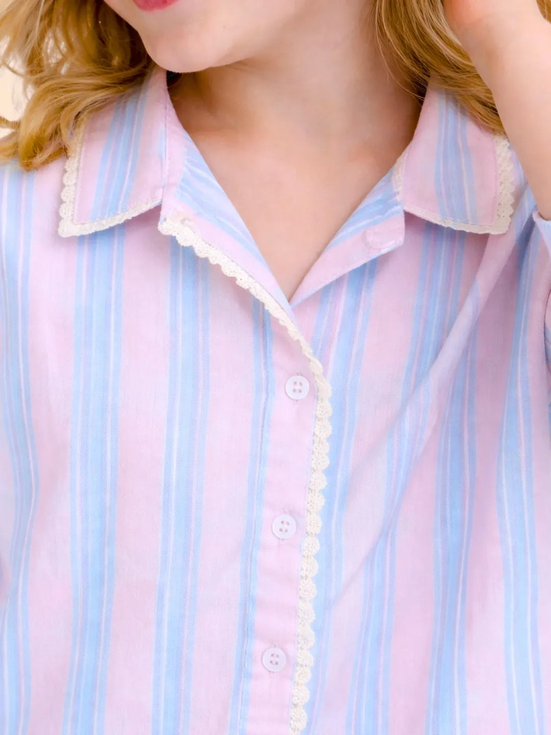 Girls Pastel Striped Co-ord Set | Shirt & Pants Outfit for Kids (2-6 Years)