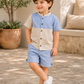 Toddler Boys Sky Blue & Beige Cotton Shirt and Shorts Set | Casual Summer Co-ord Outfit for Kids (2–9 Years)