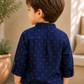 Toddler Boys Navy Blue Printed Kurta Shirt with Beige Shorts | Cotton Casual Ethnic Co-ord Set for Kids (2–9 Years)