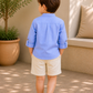 Toddler Boys Sky Blue Mandarin Collar Kurta Shirt with Beige Shorts | Cotton Ethnic Casual Co-ord Set for Kids (2–9 Years)