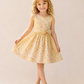Girls Yellow Floral Sleeveless Party Dress with Bow | Elegant Cotton Summer Dress for Kids (1–5 Years)