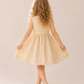 Girls Yellow Floral Sleeveless Party Dress with Bow | Elegant Cotton Summer Dress for Kids (1–5 Years)
