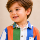 Boys Multicolor Striped Half Sleeve Shirt with Grey Shorts Co-ord Set | Stylish Cotton Summer Outfit for Kids (2–9 Years)