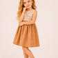 Girls Beige Lace Yoke Fit & Flare Dress | Elegant Sleeveless Party Dress for Kids (1–6 Years)