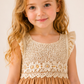 Girls Beige Lace Yoke Fit & Flare Dress | Elegant Sleeveless Party Dress for Kids (1–6 Years)