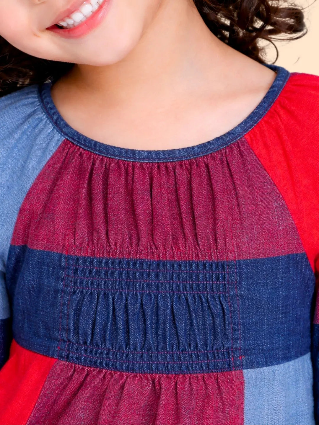 Girls Red & Blue Checkered Dress | Stylish Casual Cotton Dress for Kids (2-6 Years)
