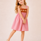 Girls Pink Smocked Dress with Daisy Embroidery | Sleeveless Cotton Fit & Flare Dress for Kids (1–6 Years)