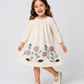Girls Ivory Floral Embroidered Cotton Dress | Full Sleeve A-Line Party Dress for Kids (1–6 Years)