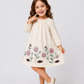Girls Ivory Floral Embroidered Cotton Dress | Full Sleeve A-Line Party Dress for Kids (1–6 Years)