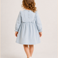 Girls Sky Blue Pintuck Cotton Dress with Ruffle Bib | Full Sleeve Elegant Party Dress for Kids (1–5 Years)