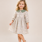 Girls Floral Cotton Dress with Sage Green Peter Pan Collar | Full Sleeve Vintage Party Dress for Kids (2–8 Years)