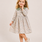 Girls Floral Cotton Dress with Sage Green Peter Pan Collar | Full Sleeve Vintage Party Dress for Kids (2–8 Years)