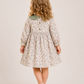 Girls Floral Cotton Dress with Sage Green Peter Pan Collar | Full Sleeve Vintage Party Dress for Kids (2–8 Years)