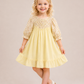 Girls Yellow Floral Cotton Dress with Smocked Yoke | Full Sleeve Casual & Party Wear Dress for Kids (2–8 Years)