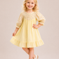 Girls Yellow Floral Cotton Dress with Smocked Yoke | Full Sleeve Casual & Party Wear Dress for Kids (2–8 Years)