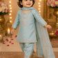 Baby Girls Sky Blue Embroidered Kurta Pant Set with Dupatta | Kids Ethnic Suit | Festive & Party Wear Traditional Dress for Girls (1- 8 Years)