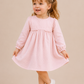 Toddler Girls Pink Swiss Dot Cotton Dress with Frill Yoke | Full Sleeve Casual & Party Wear Dress for Kids (1–5 Years)