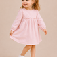 Toddler Girls Pink Swiss Dot Cotton Dress with Frill Yoke | Full Sleeve Casual & Party Wear Dress for Kids (1–5 Years)