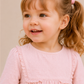 Toddler Girls Pink Swiss Dot Cotton Dress with Frill Yoke | Full Sleeve Casual & Party Wear Dress for Kids (1–5 Years)
