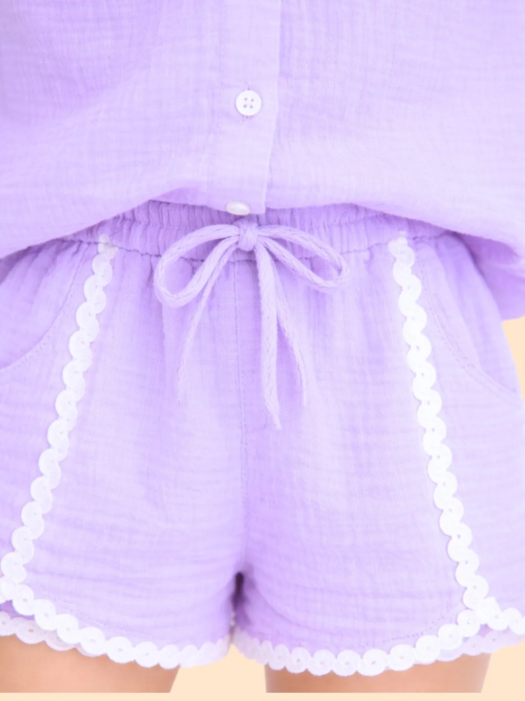 Girls Lavender Co-ord Set | Cute Top & Shorts Outfit for Kids (2-6 Years)