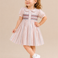 Toddler Girls Pink Striped Smocked Cotton Dress with Peter Pan Collar | Puff Sleeve Party Wear Dress for Kids (2–8 Years)