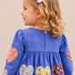 Toddler Girls Blue Heart Patch Cotton Dress | Long Sleeve Casual Party Dress for Kids (1–5 Years)
