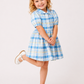 Toddler Girls Blue Plaid Cotton Dress | Peter Pan Collar Short Sleeve Casual Party Dress for Kids (1–5 Years)
