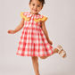 Toddler Girls Pink Gingham Cotton Dress | Scalloped Collar Sleeveless Casual Party Dress for Kids (2–8 Years)