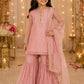 Girls Pink Embroidered Kurta Sharara Set with Dupatta | Kids Ethnic Party Wear Suit | Festive Traditional Dress for Girls (1–8 Years)