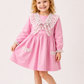 Toddler Girls Pink Lace Bow Party Dress with Long Sleeves | Elegant Cotton Princess Dress for Kids (2–8 Years)