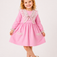 Toddler Girls Pink Lace Bow Party Dress with Long Sleeves | Elegant Cotton Princess Dress for Kids (2–8 Years)