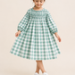 Toddler Girls Mint Green Gingham Smocked Dress with Long Sleeves | Classic Cotton Check Dress for Kids (2–8 Years)