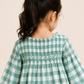 Toddler Girls Mint Green Gingham Smocked Dress with Long Sleeves | Classic Cotton Check Dress for Kids (2–8 Years)