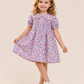 Toddler Girls Purple Floral Peter Pan Collar Dress | Cotton Smocked Party Dress for Kids (2–8 Years)