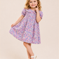 Toddler Girls Purple Floral Peter Pan Collar Dress | Cotton Smocked Party Dress for Kids (2–8 Years)