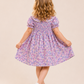 Toddler Girls Purple Floral Peter Pan Collar Dress | Cotton Smocked Party Dress for Kids (2–8 Years)