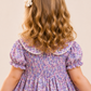 Toddler Girls Purple Floral Peter Pan Collar Dress | Cotton Smocked Party Dress for Kids (2–8 Years)