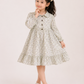Toddler Girls Sage Floral Button-Front Dress with Long Sleeves | Vintage Cotton Ruffle Dress for Kids (2–8 Years)